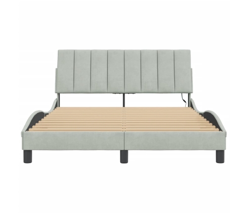 Estructura de cama con luz LED terciopelo gris claro 140x190 cm