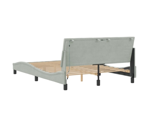 Estructura de cama con luz LED terciopelo gris claro 140x190 cm