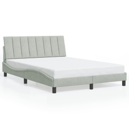 Estructura cama con luces LED terciopelo gris claro 140x190 cm