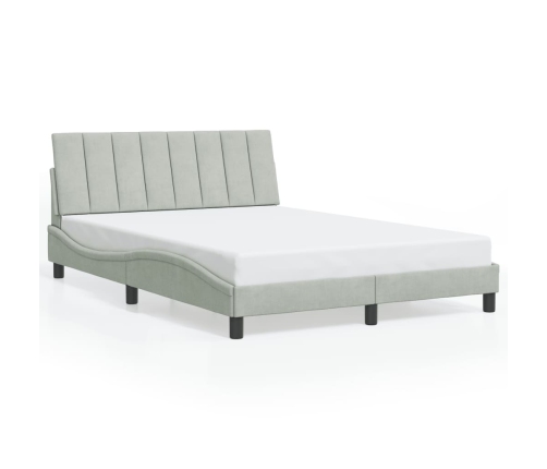 Estructura cama con luces LED terciopelo gris claro 140x190 cm