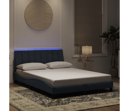 Estructura de cama luces LED terciopelo gris oscuro 140x190 cm