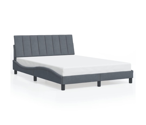 Estructura de cama luces LED terciopelo gris oscuro 140x190 cm