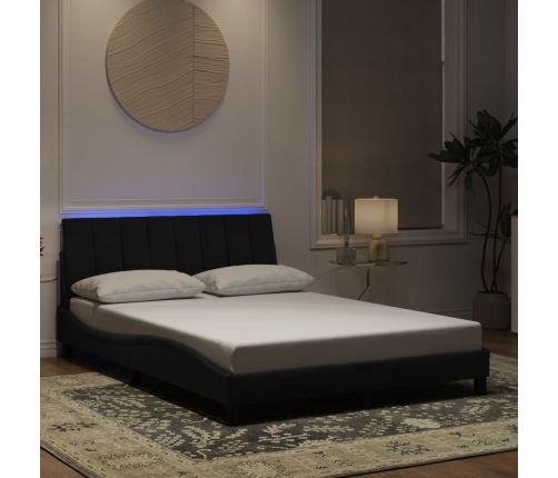 Estructura de cama con luces LED terciopelo negro 140x190 cm