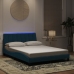 Estructura de cama con luces LED terciopelo azul 140x190 cm