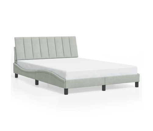 Estructura de cama con luz LED terciopelo gris claro 140x200cm