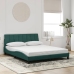 Estructura cama con luces LED terciopelo verde oscuro 160x200cm