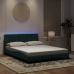 Estructura cama con luces LED terciopelo verde oscuro 160x200cm