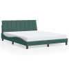 Estructura cama con luces LED terciopelo verde oscuro 160x200cm