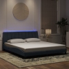 Estructura cama con luces LED terciopelo gris oscuro 180x200 cm