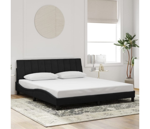 vidaXL Estructura de cama con luces LED terciopelo negro 180x200 cm