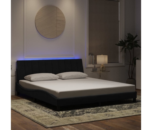 vidaXL Estructura de cama con luces LED terciopelo negro 180x200 cm