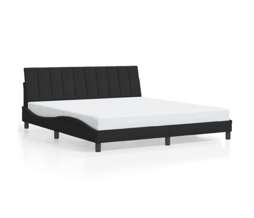 vidaXL Estructura de cama con luces LED terciopelo negro 180x200 cm