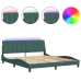 Estructura cama con luces LED terciopelo verde oscuro 180x200cm