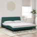 Estructura cama con luces LED terciopelo verde oscuro 180x200cm
