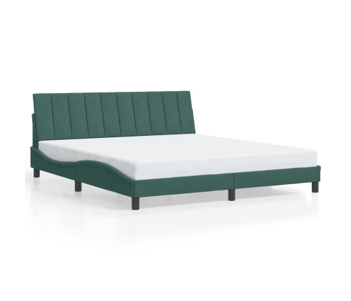 Estructura cama con luces LED terciopelo verde oscuro 180x200cm