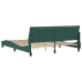 Estructura cama con luces LED terciopelo verde oscuro 180x200cm