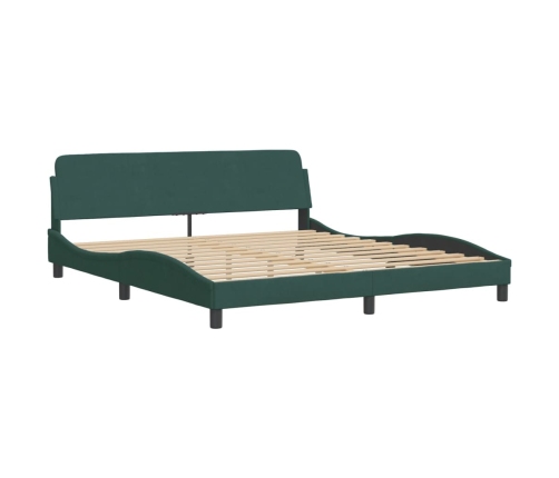 Estructura cama con luces LED terciopelo verde oscuro 180x200cm