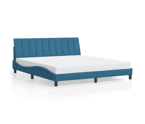 Estructura de cama con luces LED terciopelo azul 180x200 cm
