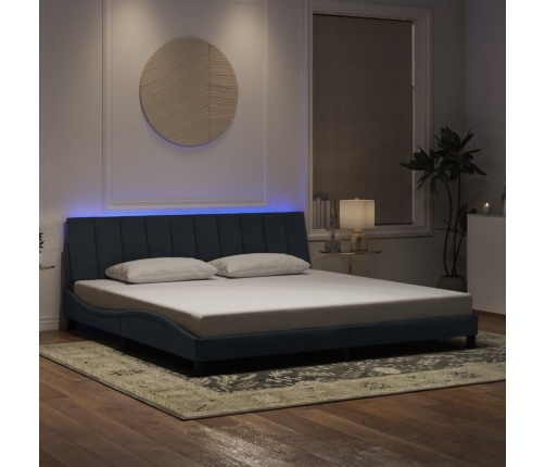 Estructura cama con luces LED terciopelo gris oscuro 200x200 cm