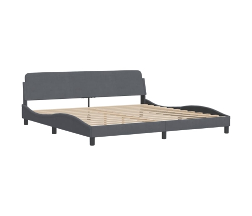 Estructura cama con luces LED terciopelo gris oscuro 200x200 cm