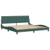 Estructura cama con luces LED terciopelo verde oscuro 200x200cm