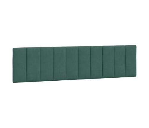 Estructura cama con luces LED terciopelo verde oscuro 200x200cm