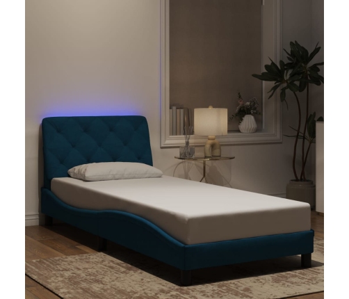 Estructura de cama con luces LED terciopelo azul 80x200 cm