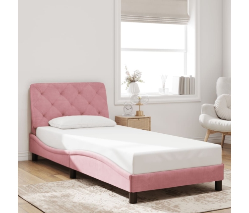 vidaXL Estructura de cama con luces LED terciopelo rosa 80x200 cm