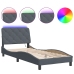 Estructura cama con luces LED terciopelo gris oscuro 90x190 cm