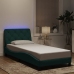 Estructura cama con luces LED terciopelo verde oscuro 90x190 cm