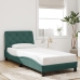 Estructura cama con luces LED terciopelo verde oscuro 90x190 cm