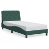 Estructura cama con luces LED terciopelo verde oscuro 90x190 cm