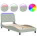 Estructura cama con luces LED terciopelo gris claro 90x200 cm