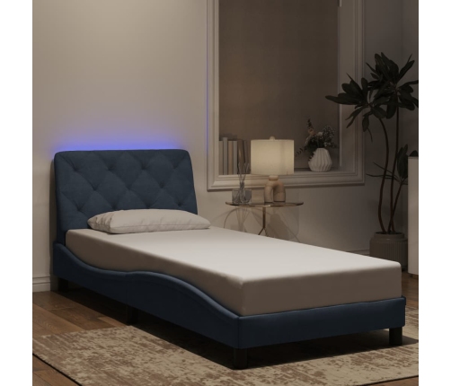 vidaXL Estructura cama con luces LED terciopelo gris oscuro 90x200 cm