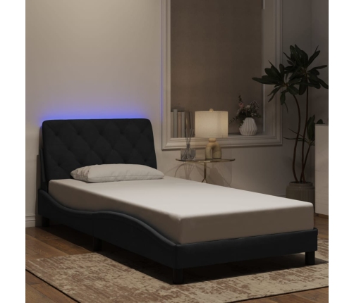 vidaXL Estructura de cama con luces LED terciopelo negro 100x200 cm