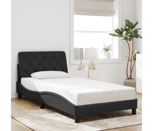 vidaXL Estructura de cama con luces LED terciopelo negro 100x200 cm