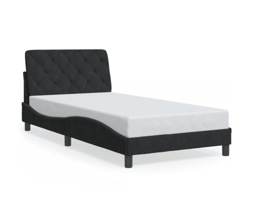 vidaXL Estructura de cama con luces LED terciopelo negro 100x200 cm