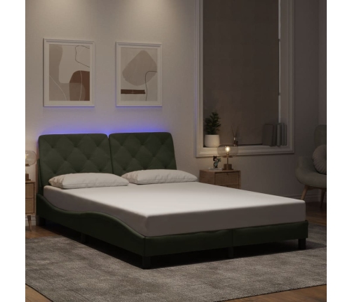 Estructura cama con luces LED terciopelo gris claro 120x200 cm