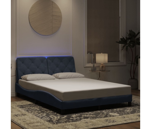 Estructura de cama luces LED terciopelo gris oscuro 120x200 cm