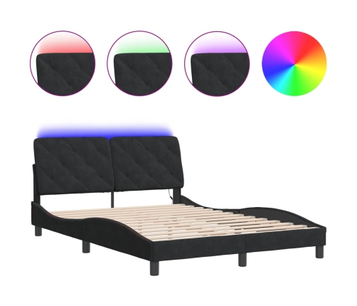 vidaXL Estructura de cama con luces LED terciopelo negro 120x200 cm