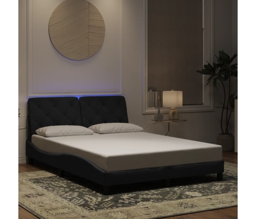 vidaXL Estructura de cama con luces LED terciopelo negro 120x200 cm