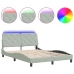 Estructura cama con luces LED terciopelo gris claro 140x190 cm