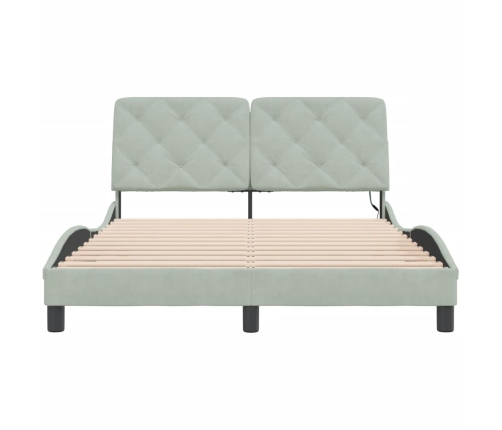 Estructura cama con luces LED terciopelo gris claro 140x190 cm