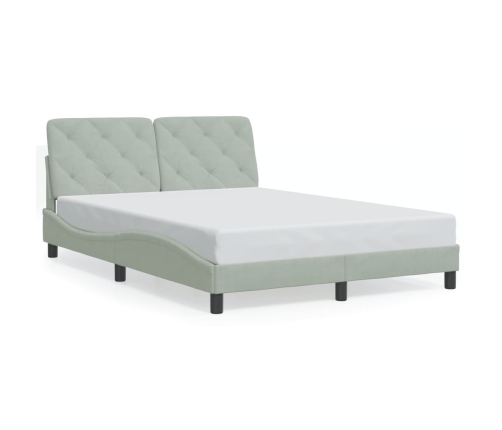 Estructura cama con luces LED terciopelo gris claro 140x190 cm