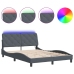 Estructura de cama luces LED terciopelo gris oscuro 140x190 cm