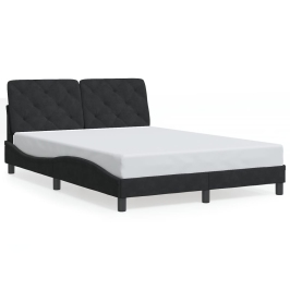 Estructura de cama con luces LED terciopelo negro 140x190 cm