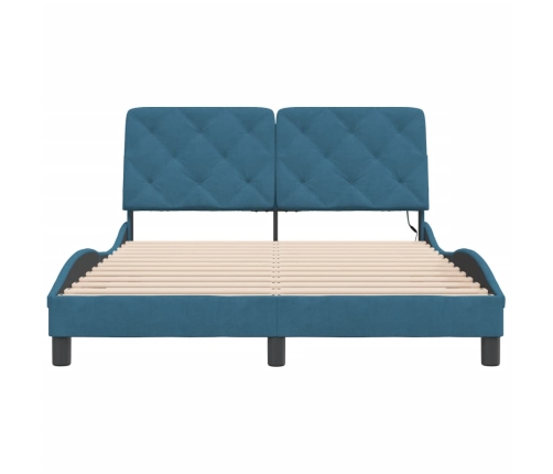 vidaXL Estructura de cama con luces LED terciopelo azul 140x190 cm