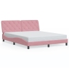 vidaXL Estructura de cama con luces LED terciopelo rosa 160x200 cm