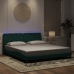 Estructura cama con luces LED terciopelo verde oscuro 180x200cm