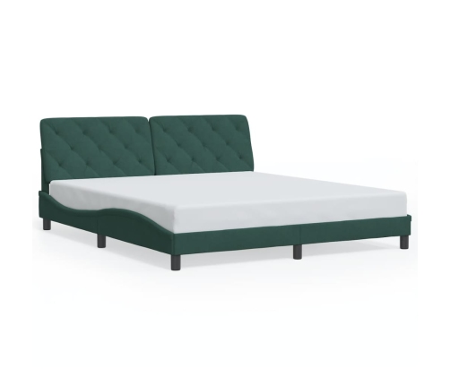 Estructura cama con luces LED terciopelo verde oscuro 180x200cm